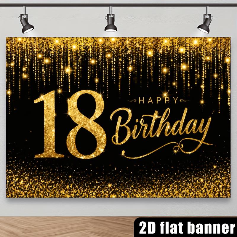 Black background with golden glittering powder for 18th birthday theme backdrop suitable for indoor or outdoor use