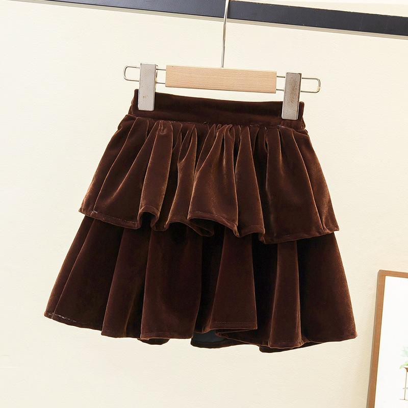 Velvet High-Waist A-Line Skirt for Women & Girls - Autumn/Winter Collection