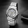Oidea Men's Octagonal Automatic Mechanical Watch Silver Business Classic Simple Gear Style Luminous Stainless Steel Durable Gift