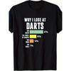 Men'S Funny Why I Lose At for Darts T-Shirt - Heavyweight 180gsm Oversized Retro Tee with for Dart Blame Excuses & Percentages Chart - Humorous Gift