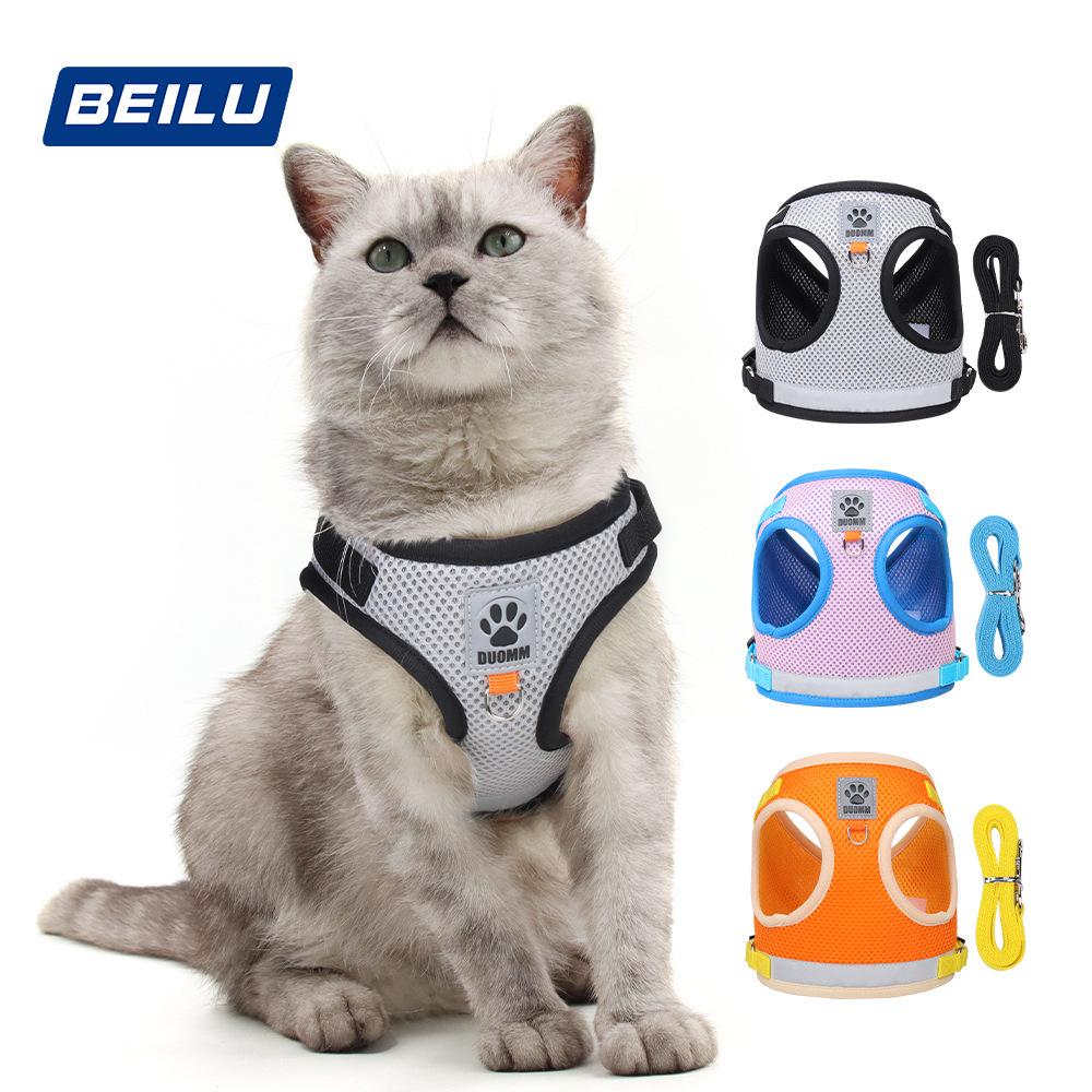 Reflective Mesh Pet Harness & Leash for Cats and Dogs