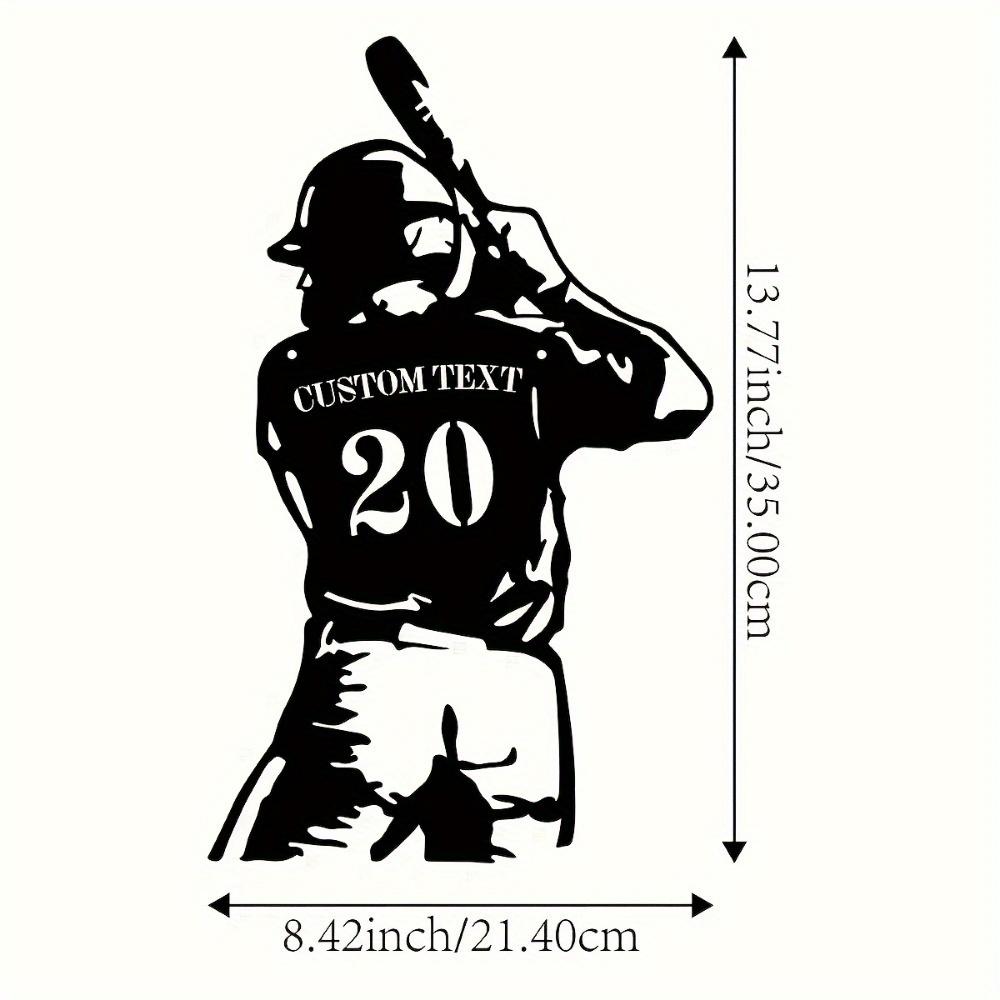 

Personalized Metal Baseball Player Wall Art, Custom Name Number Outdoor Decor for Sports Fans