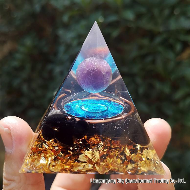 Crystal Pyramid with Crushed Stone Resin for Home Decoration 5 cm - Boxed