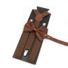 Men Kids Yellow Khaki Brown Suspender Bowtie Set Elastic Adjustable Y-Back Braces Straps Daily Father-Child Braces Accessory