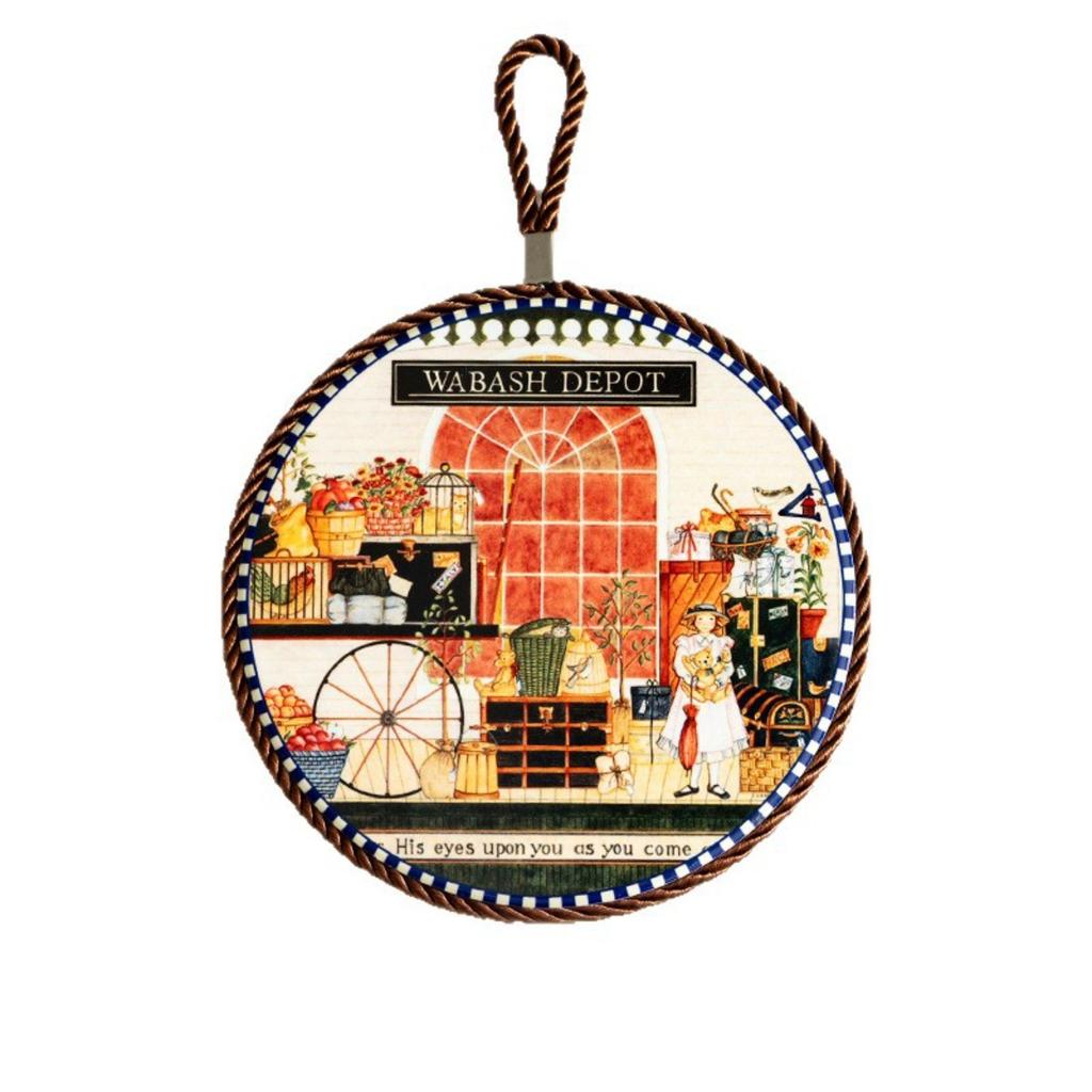 Classical Ceramic Coaster, 17cm Large Heat Resistant Pad, Non-Slip Table Protector for Mugs & Cups, Elegant Trivet for Drinks