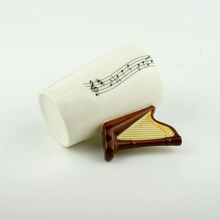General Merchandise Daily Creative Ceramic Water Cup 3D Harp Handle Gift