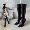 New Leather High Quality Women Over The Knee Boots Super Thin High Heel Sexy Ladies Long Boots Pointed Toe Zipper Botas