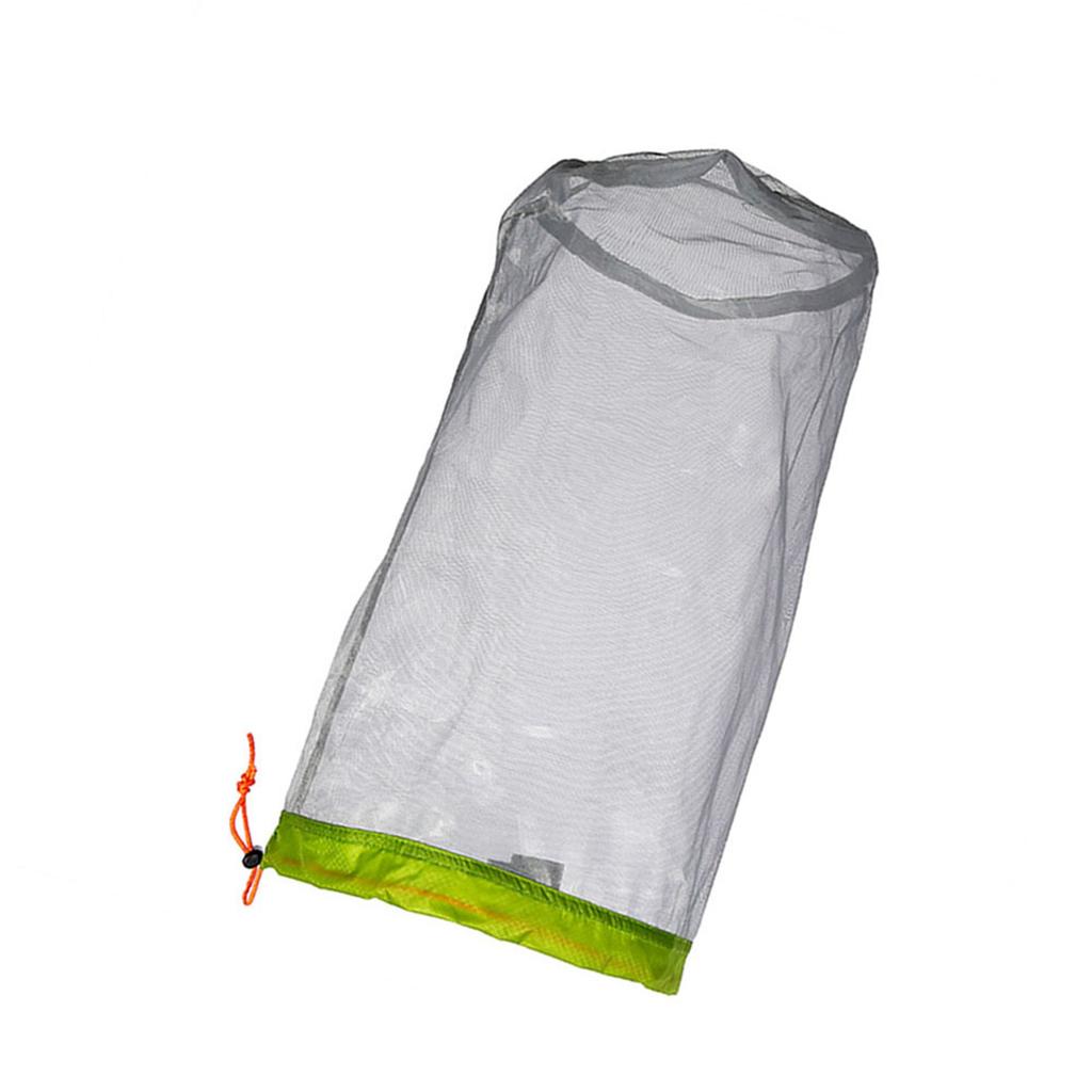 Ultraleichter Mesh-Sack mit Kordelzug für Outdoor-Reisen, Wandern, Camping, Aufbewahrungstasche(Grün L)