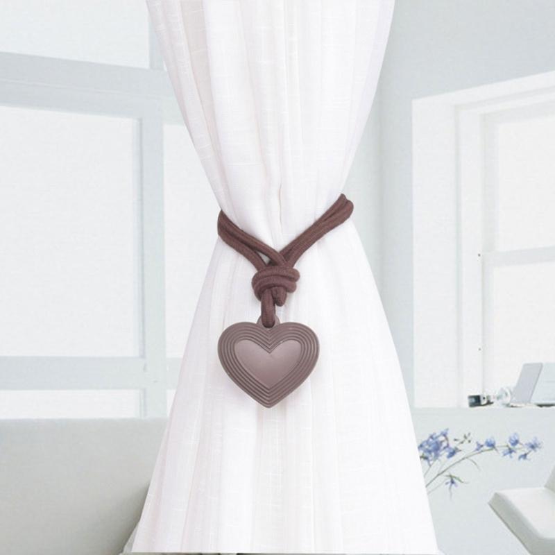 Elegant 2Pieces Braided Rope Window Curtain Tiebacks with Heart Pendant Drapery Holdbacks Ties for Home Aesthetic Decors