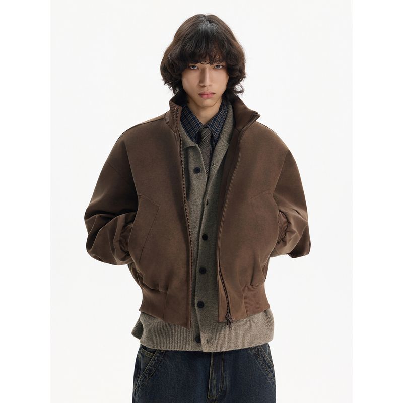 Blaexit American Retro Bomber Pilot Jacket Men's Winter Thickeneded Cleanfit Suede Jacket