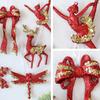 Glitter Sequined Christmas Ornament Red Snowflake/Butterfly/Star/Reindeer/Ballerina Hanging Decoration for Xmas Tree Doors Walls Holiday Home Decor