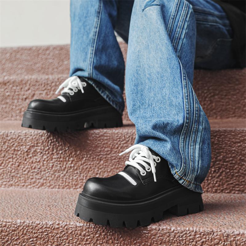 Fashion Daily Casual Men's Work Shoes Trendy Thick Bottom Height Increasing Style Outdoor Fashion Party Youth Handsome Lace-up Shoes