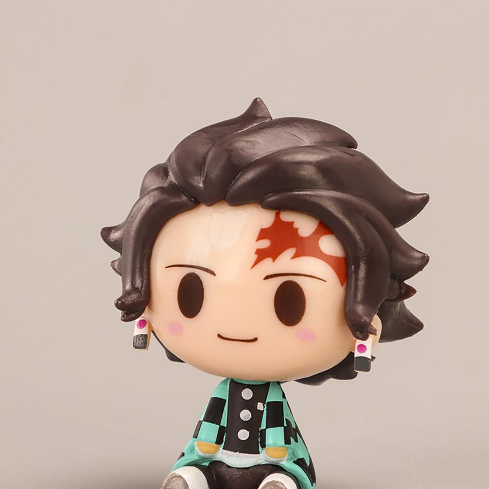 4Pcs/Set Demon Slayer Kimetsu No Yaiba Q Version Sitting Figures Tanjiro Nezuko Zenitsu Inosuke PVC Desktop Ornaments Model Toys