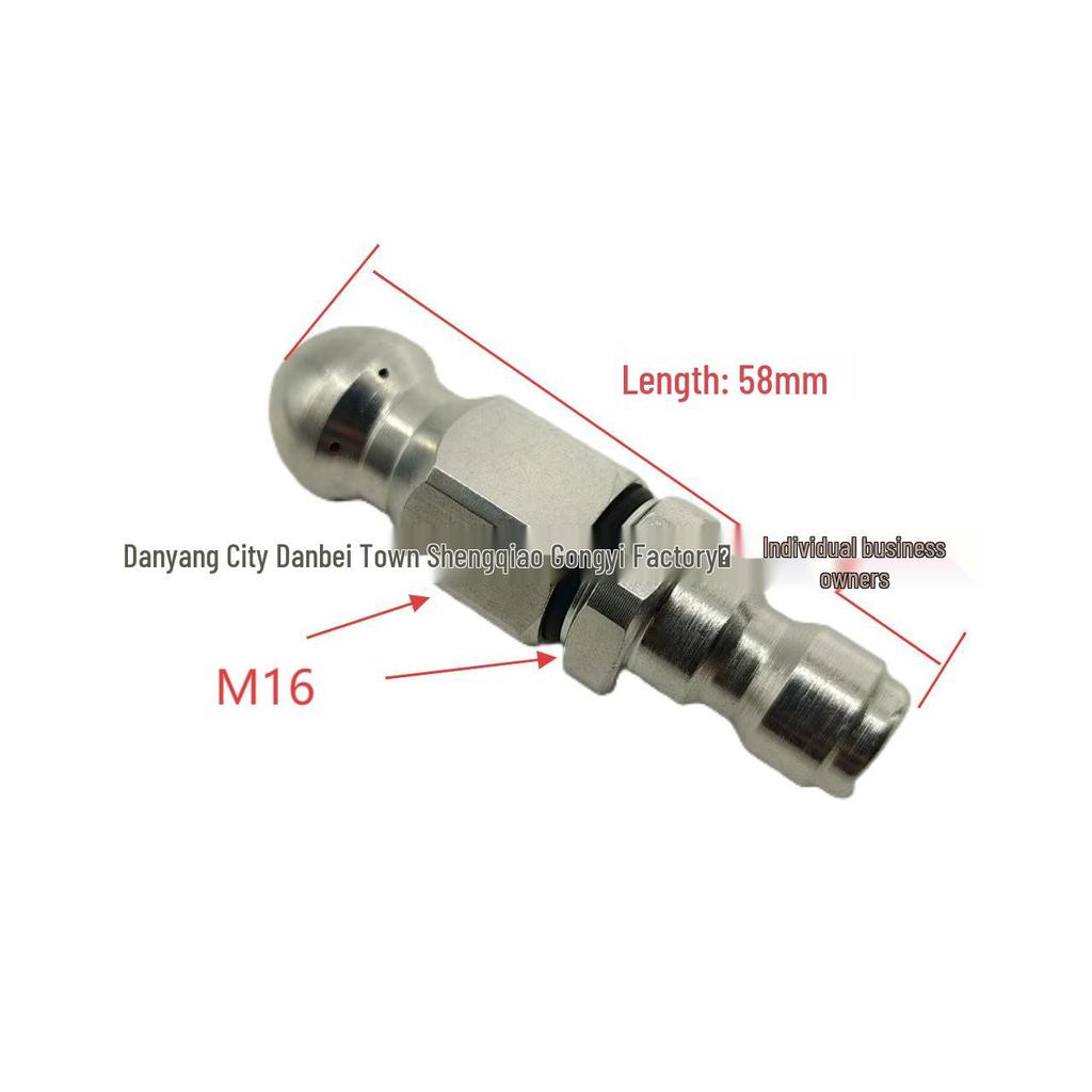 High-Pressure Water Nozzle for Sewer Flushing and Unclogging, 1/4 Quick Change Fitting, Front One Rear Six, Galvanized