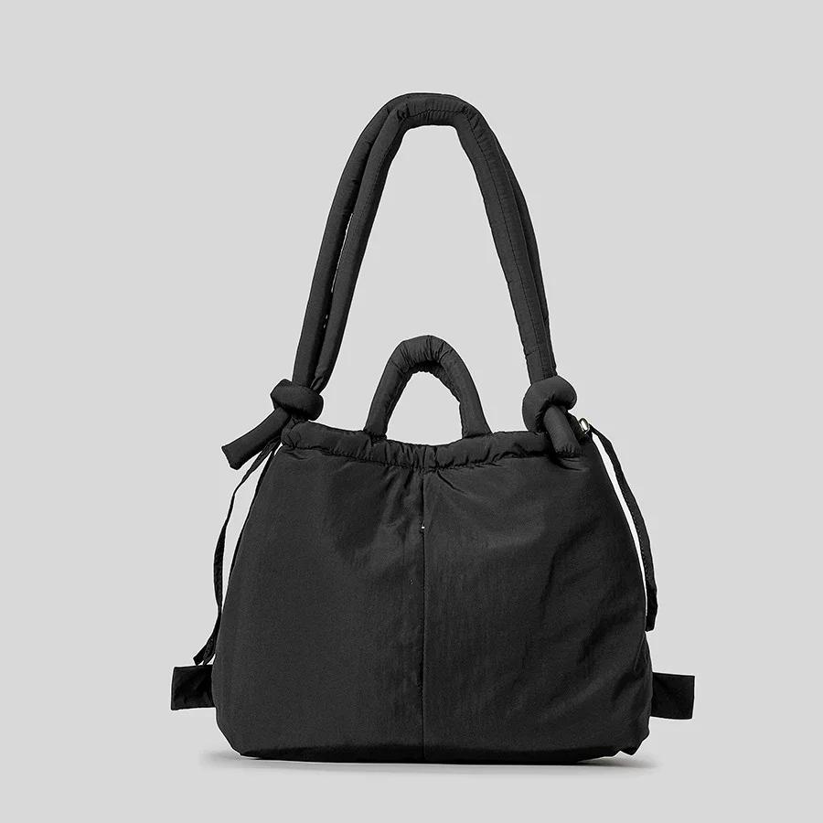Casual Nylon Purses and Handbags Quilted Women Shoulder Bag Cotton Padded Backpack Drawstring Tote Bags for Women Shopper Clutch