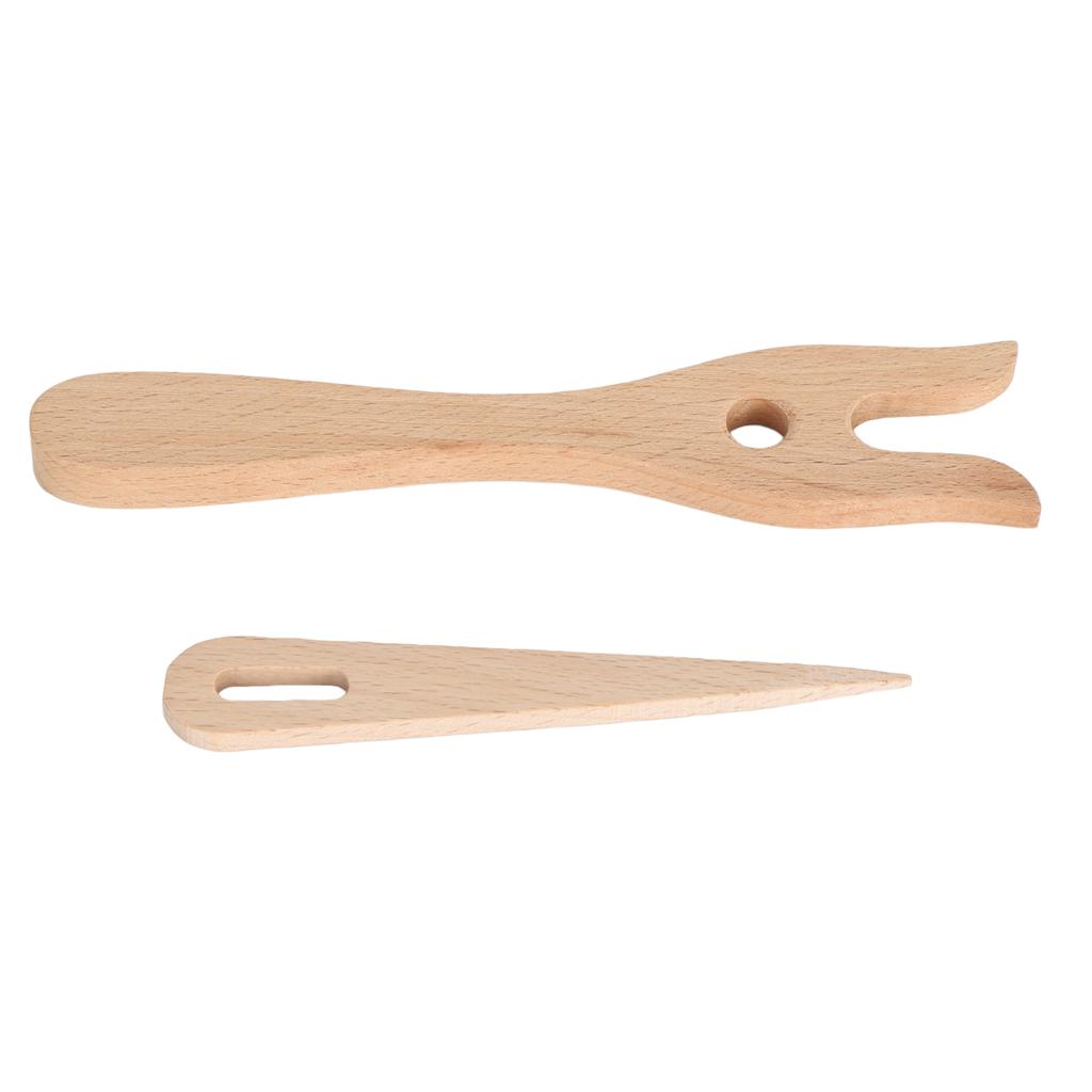 2Pcs Knitting Fork and Eye Needle Kit Multifunctional Wood Weaving Crochet for Jewelry Toys Dresses Weaving Tool