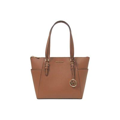 Michael Kors Mk Charlotte Vintage Unifarbener Logo-Anhänger Große Kapazität Leder-Tragetasche Damen-Tragetaschen Karamellbraun 35T0GCFT7L-LUGGAGE