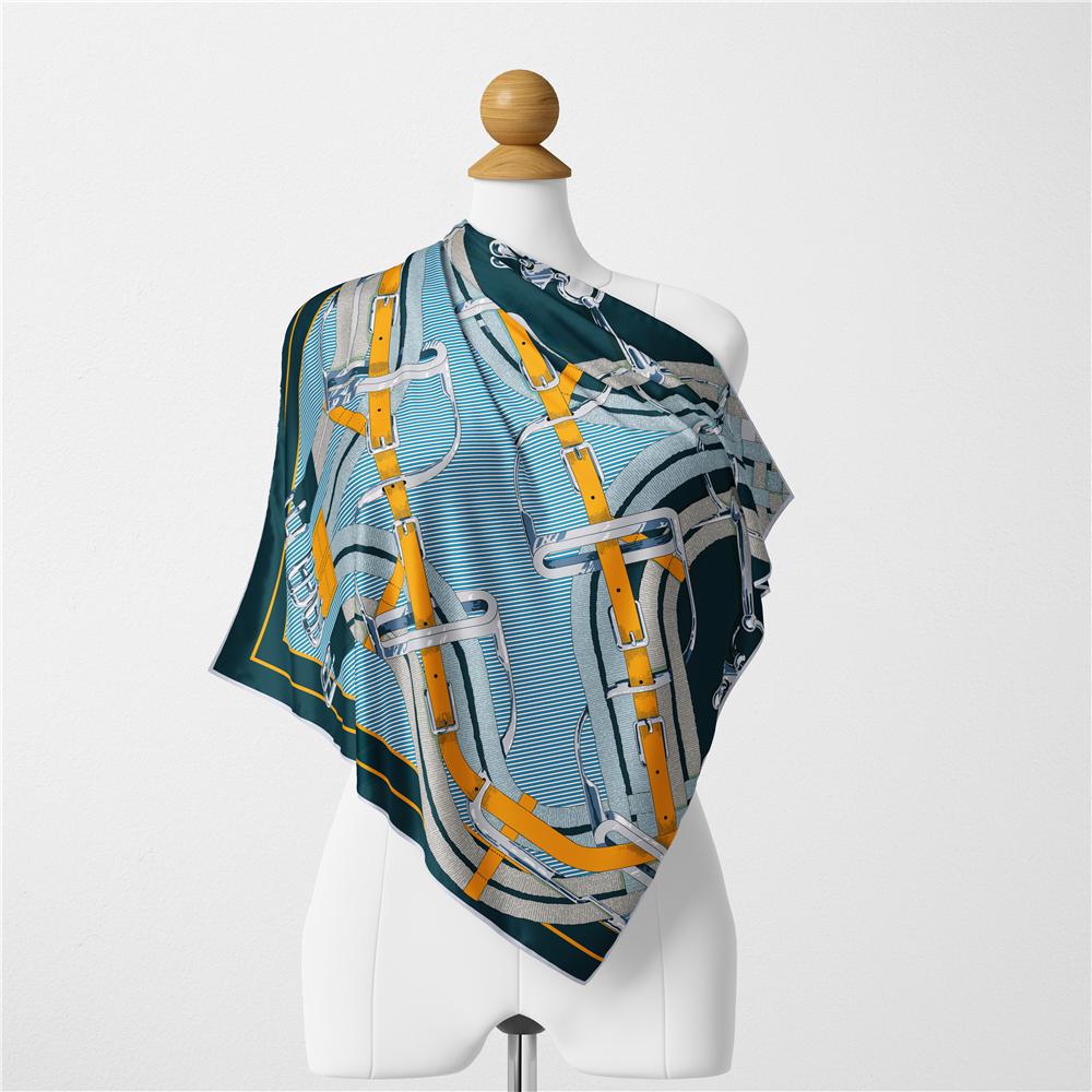 Twill Silk Scarf Woman Melt Painting Square Scarves Wraps Bandana Small Hijab Silk Foulards Tie Headband Neckerchief 53CM
