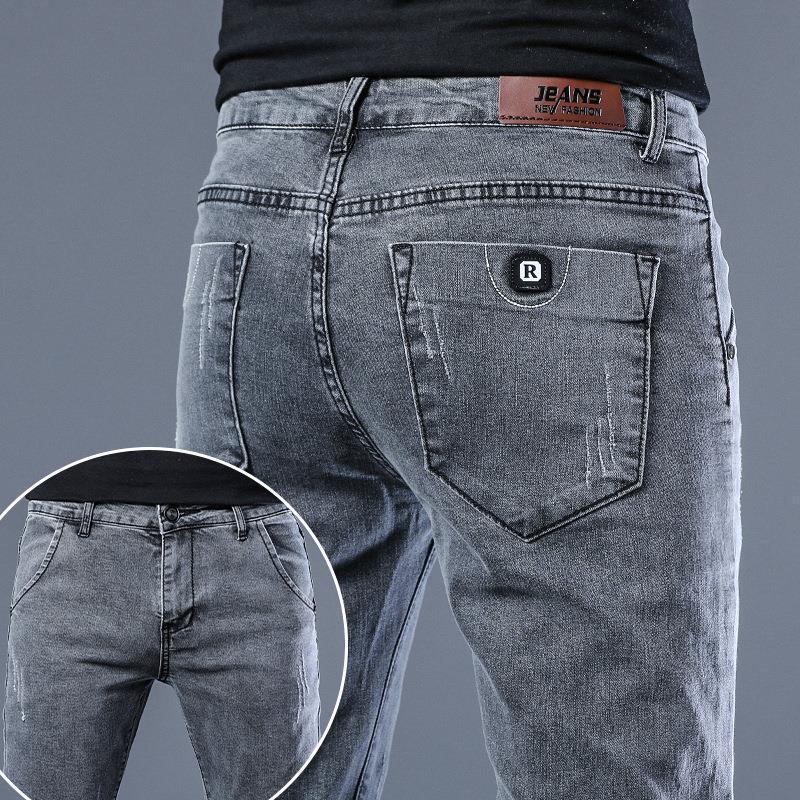 New Classic Designer Trendy Men Skinny Jeans Light Blue Washed Slim Fit Simple Casual Fashion Street Denim Pants