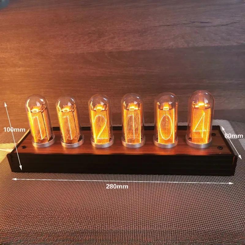 Digital Glass Nixie Tube Clocks LED Timepiece Calendar Mini Table Clocks Silent Modern Alarm Clock Bedside Table Watch Design