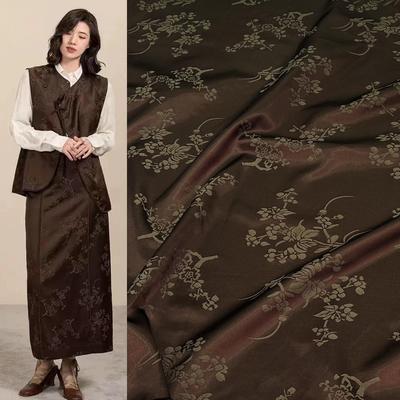 24 New Plum Blossom Silk Cotton Jacquard Fabric: Chinese and Ethnic Style for Vests and Pants