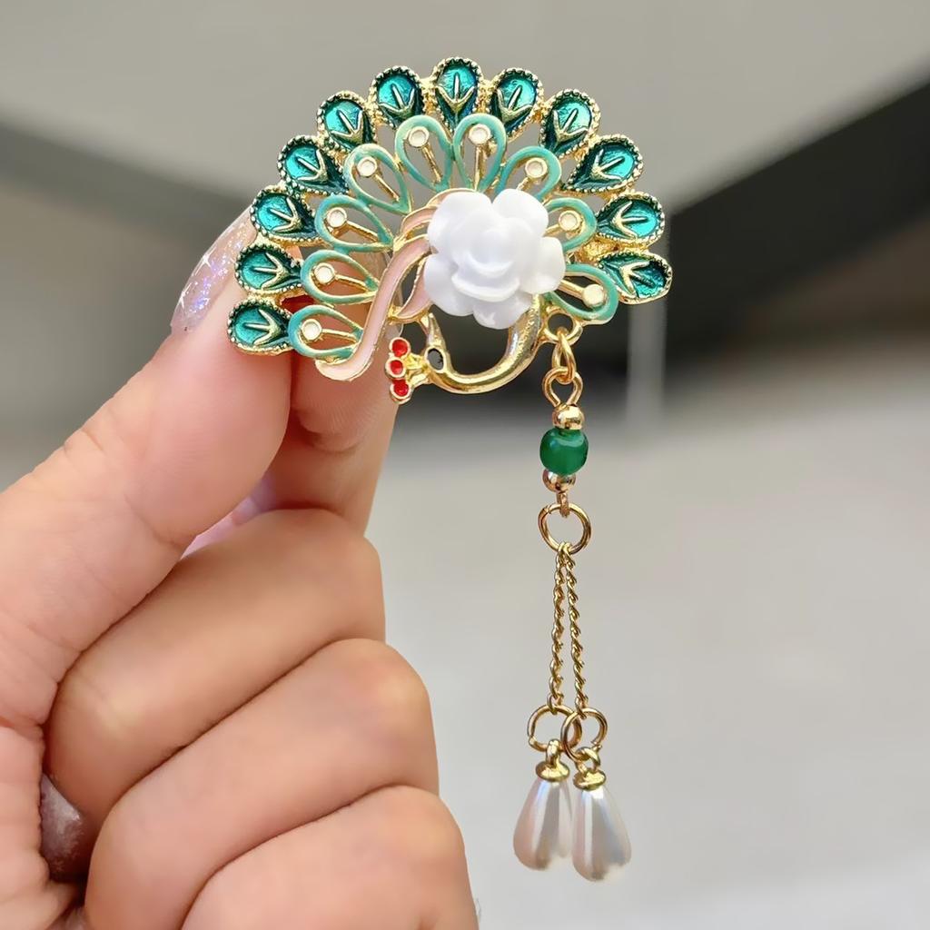 Retro Temperament Corsage Personalized Peacock Open Screen Brooch High-End Hanfu Cheongsam Creative Pendant Pin