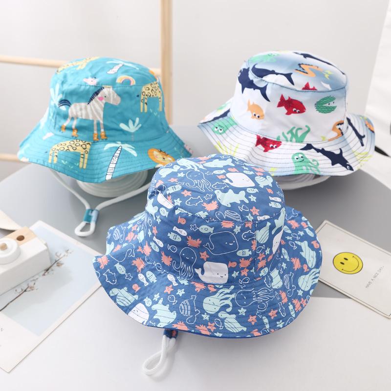 Children's hat for boys, summer baby fisherman hat, thin Korean style, large brim sun hat for older children, fashionable and trendy for girls