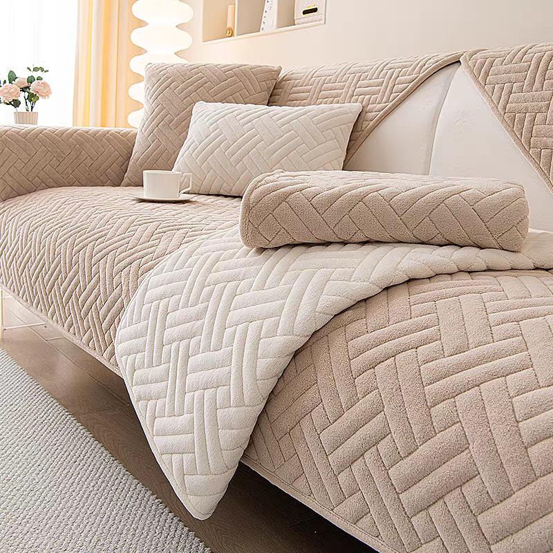 

Подушка на диван из молочного бархата с противоскользящим покрытием, утолщенная плюшевая подушка для осени и зимы, универсальное простое диванное покрывало для всех сезонов 70*90cm