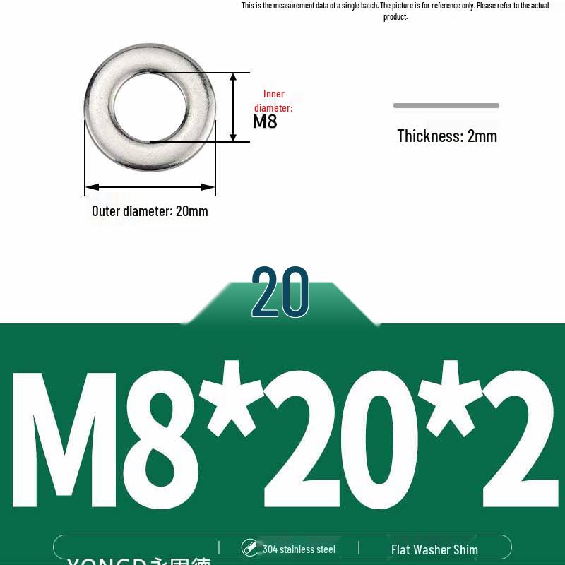 304 Stainless Steel Thickened Flat Washer / Ultra-thin Metal Gasket, Sizes M1.6-M10