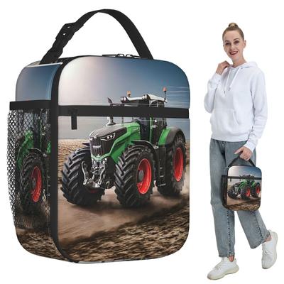 Geantă de prânz izolată pentru copii cu tractor Fendt, Cooler școlar, Cutie termică pentru mâncare, Geantă de mână, Cutii de prânz portabile, Container
