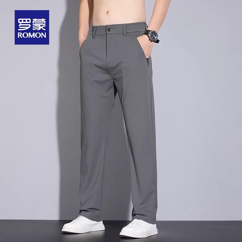 ROMON Men's Loose Fit Ice Silk Casual Pants
