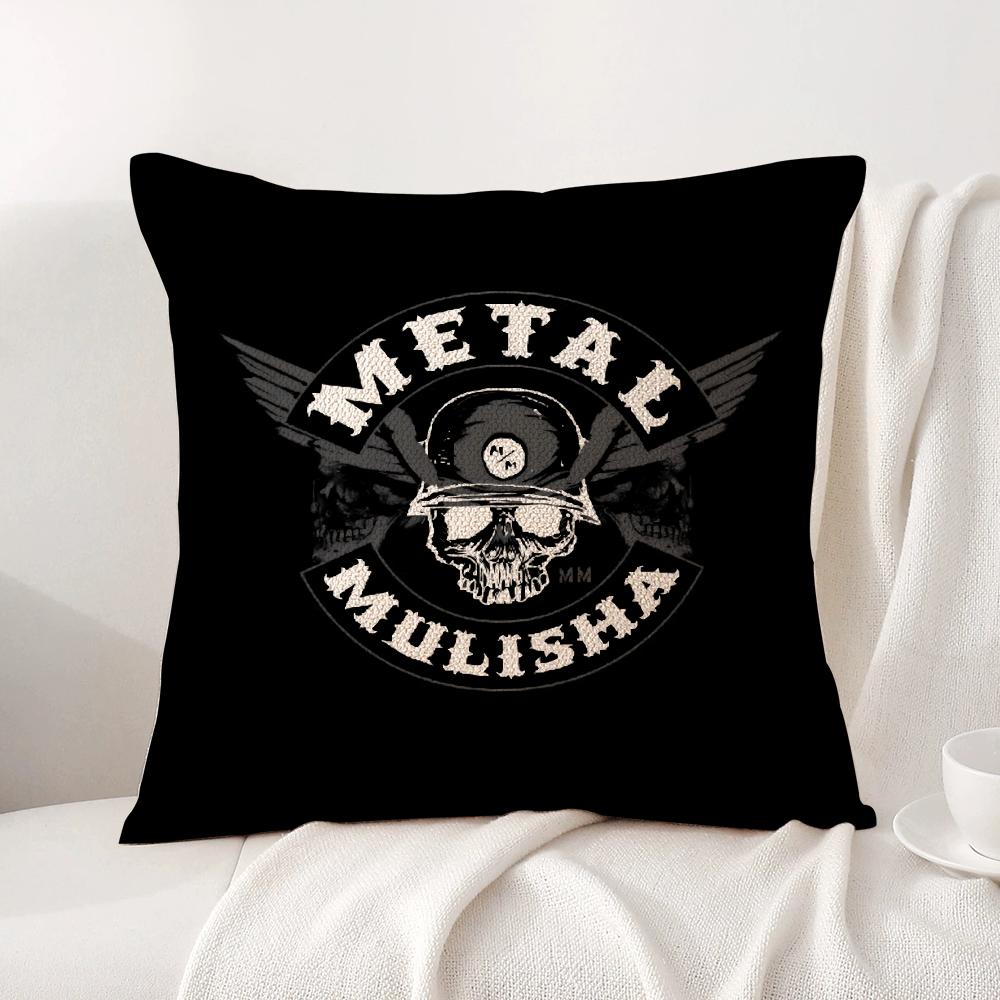 M-Motocross M-Metal Mulishas Cushion Cover Summer Coolness Linen Fabric Double-Sided Printing Pillow Case Sofa Home Decor Gift