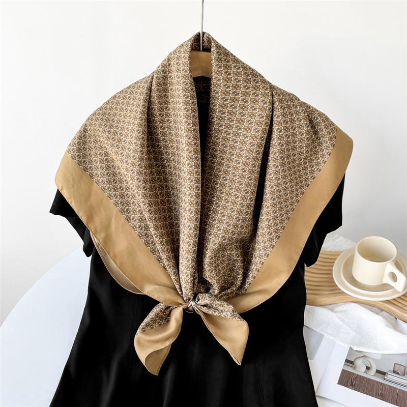 90*90cm Printed Flora Square Shawls Wrpas Scarves Ladies Kerchief Neckerchief Head Hijab Lady Headband Foulard