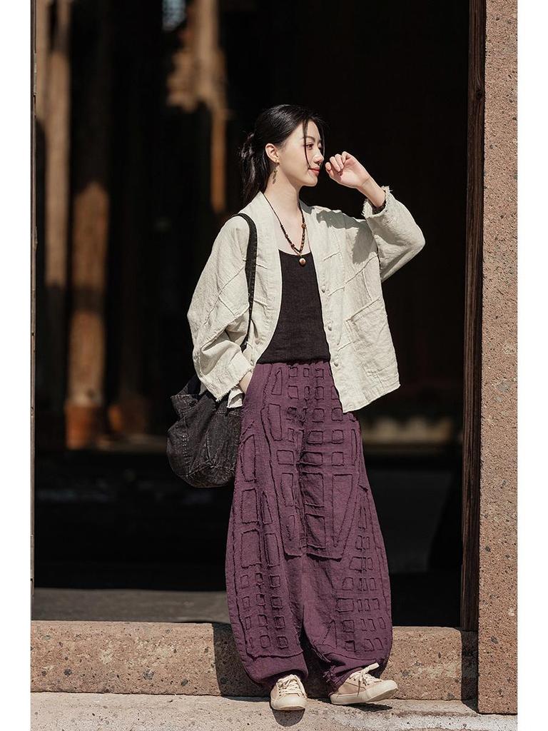 Vintage Frog Button Cotton Linen Retro Cardigan for Women