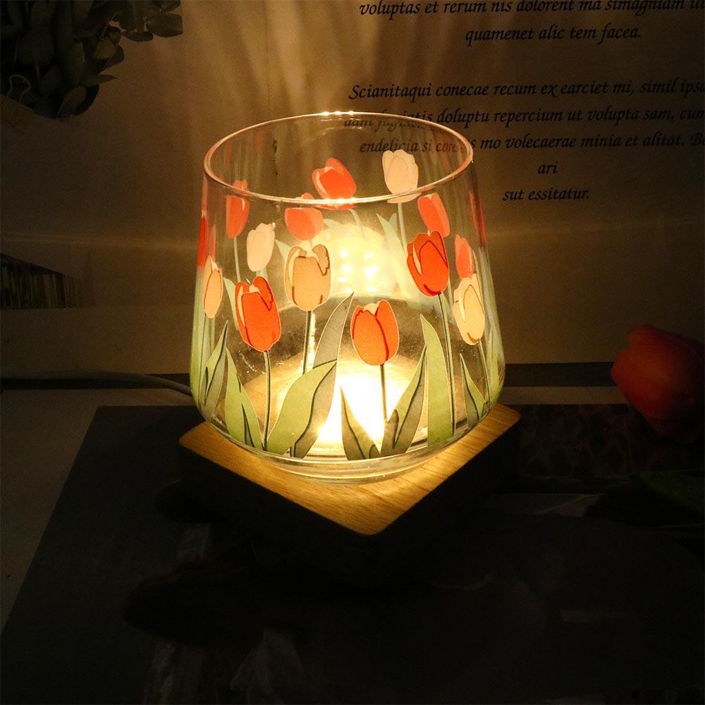 

Decor Crystal Glass LED Lights Crystal Display Holder Wooden Light Base Crystal Stand Lamp Base