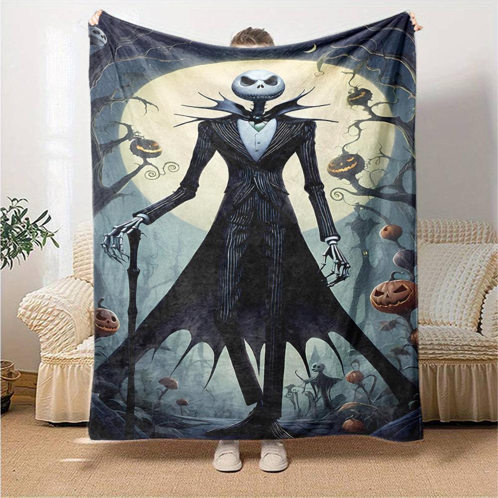 Jack Skellington Blanket Soft Warm Cozy Suitable for Chair Couch Sofa for All Seasons Digital Print Best Holiday Gift for Friends Family