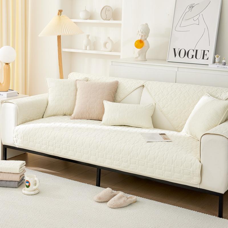 Winter Matte Fleece Sofa Cushion Living Room Non-Slip Simple Cartoon Light Luxury Leather Sofa Cover Towel Backrest Towel