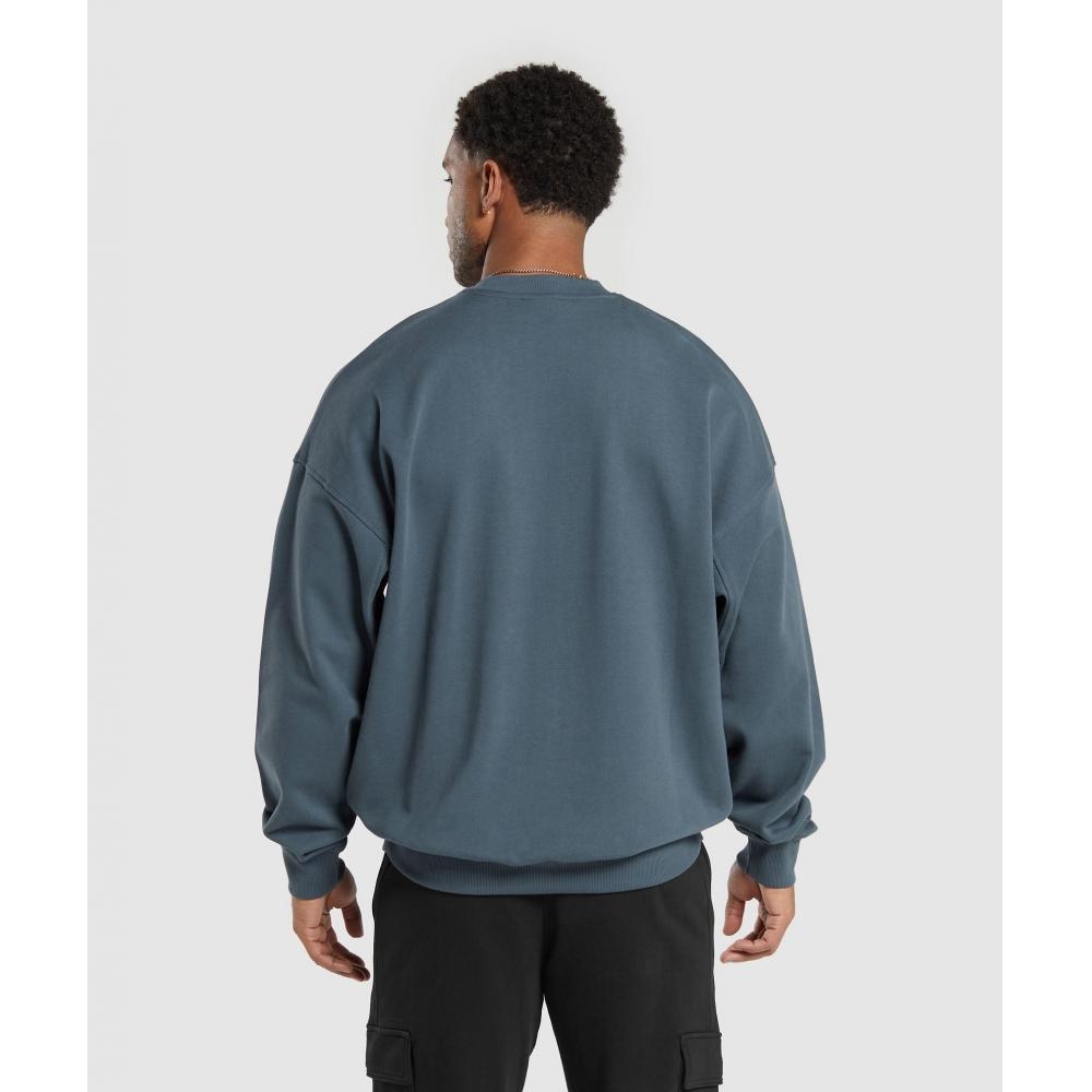 Gymshark Rest Day Essential Crew Titanium Blue A6a2l Ucmq