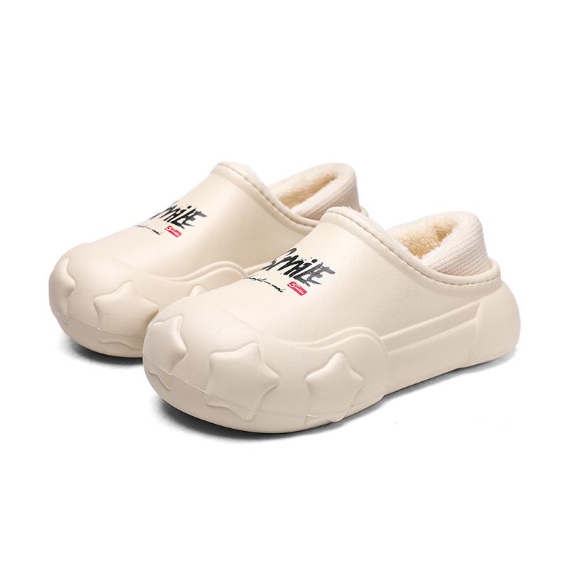 Winter thickened waterproof new cotton slippers men's non-slip bag and home warmth women's wear-resistant velvet