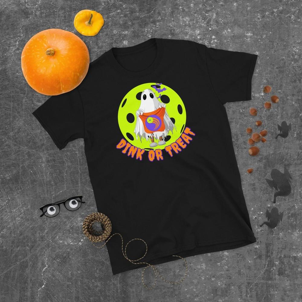 Funny Pickleball T Shirt Halloween Trick or Treat Pickleball Halloween Costume Unisex T-Shirt XXXL