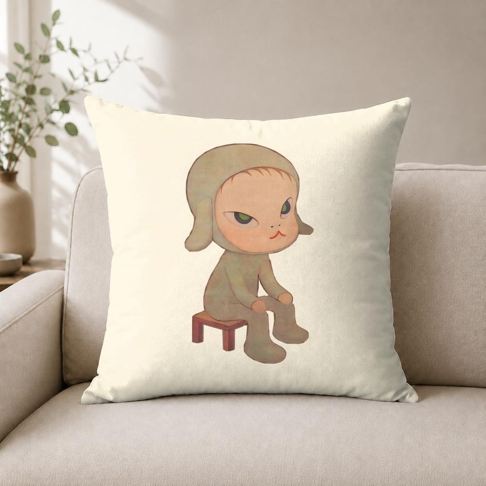 Yyoshitomo Nara Ddoll Cushion Cover Breathable Short Plush Pillow Case Wrinkleresistant Machinewashable For Easy Care