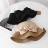 French Elegant Sunscreen Visor Summer Outing Straw Hat Foldable Sun Hat Bow Beach Bucket Hat Women
