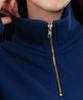 Ellamo Women'S Terry Half-Zip Collared Oversized Sweatshirt [Blue]