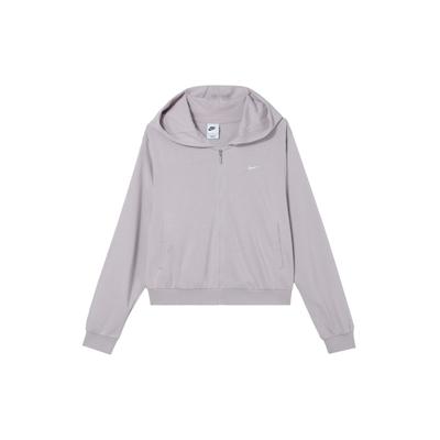 Solid Color Hoodie With Zipper Long Sleeve Sweatshirt Women Tops Violet FN2420-019