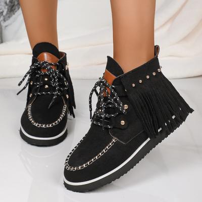 Women's Boots Tassel Style Womens Vulcanized Shoes Retro Boots Fashion Female Shoes Platform Ankle Boots Suede