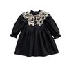 French Retro Girls' Princess Dress - 2026 Spring, Stand Collar, Long Sleeve, Stylish Court Style