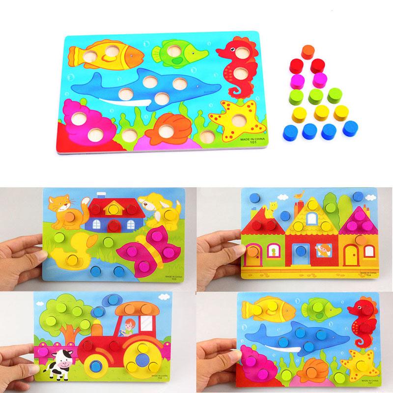 

Baby Kids Tangram Wooden Educational Cartoon Puzzle Board Infant Child Toy Gift