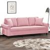 Vidaxl 3-Seater Sofa With Cushions, Pink, 180 Cm, Velvet