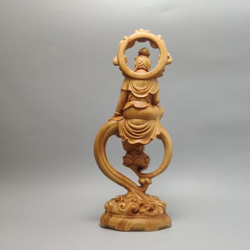 wood carving guanyin bodhisattva sculptures and figurines  Home Room Office Wealth Luck Feng Shui Decor buddha wood