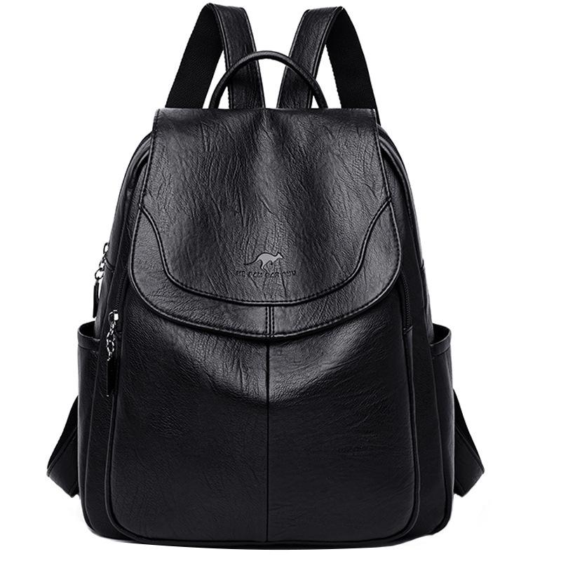 Schultasche Echter Leder Rucksack Damen 1011 Sommer Neue Mode Vielseitig Weiches Leder Rindsleder Texturiert Große Kapazität Reise Tasche